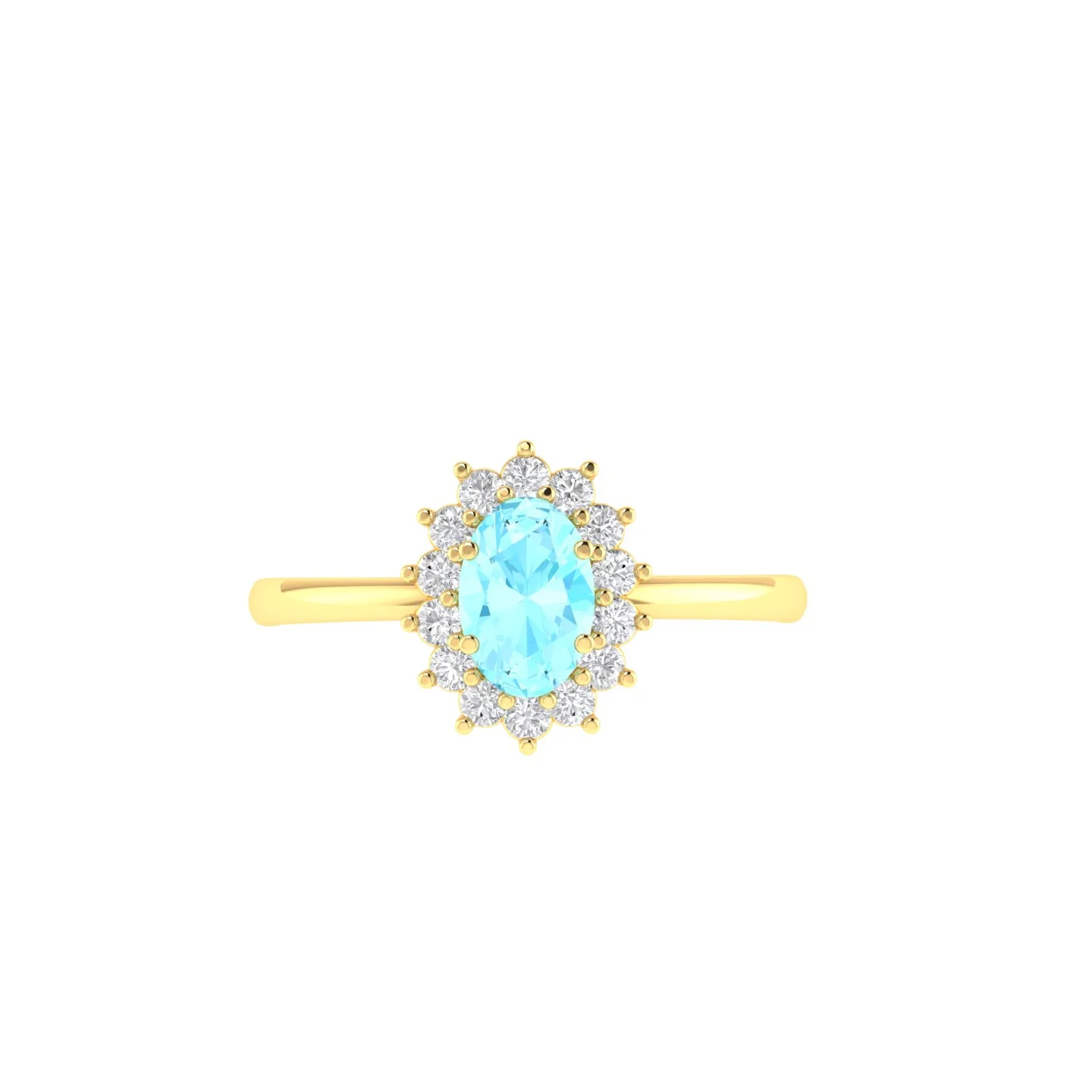 Diana aquamarine diamond ring in 18K gold Dubai oval gemstone with diamonds luxury jewelry UAE