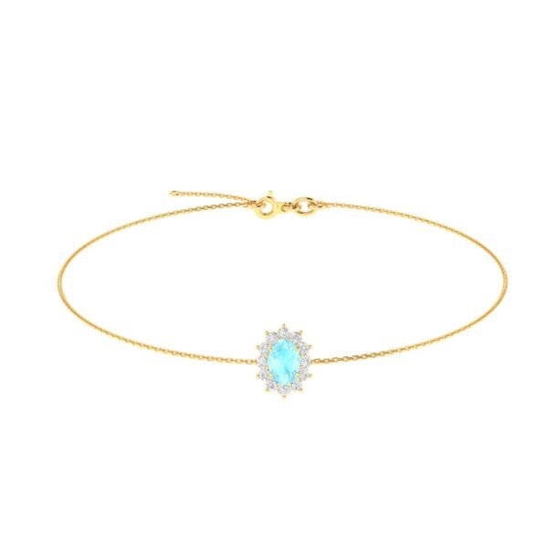 Diana Oval Aquamarine and Gleaming Diamond Bracelet in 18K Gold (0.2ct)