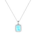 Diana Emerald-Cut Aquamarine and Gleaming Diamond Pendant in 18K White Gold (3ct)