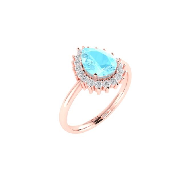 Diana Pear Aquamarine and Beaming Diamond Ring in 18K Rose Gold (2.25ct)