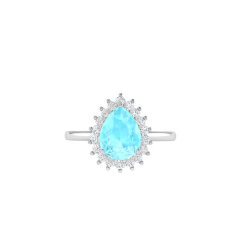 Diana Pear Aquamarine and Beaming Diamond Ring in 18K White Gold (2.25ct)