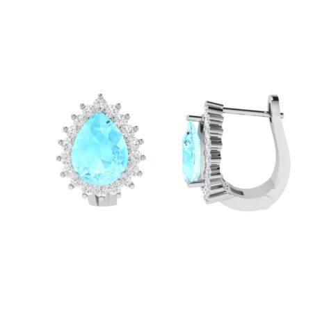 Diana Pear Aquamarine and Beaming Diamond Earrings in 18K White Gold (4.5ct)