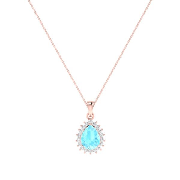 Diana Pear Aquamarine and Beaming Diamond Pendant in 18K Rose Gold (2.25ct)