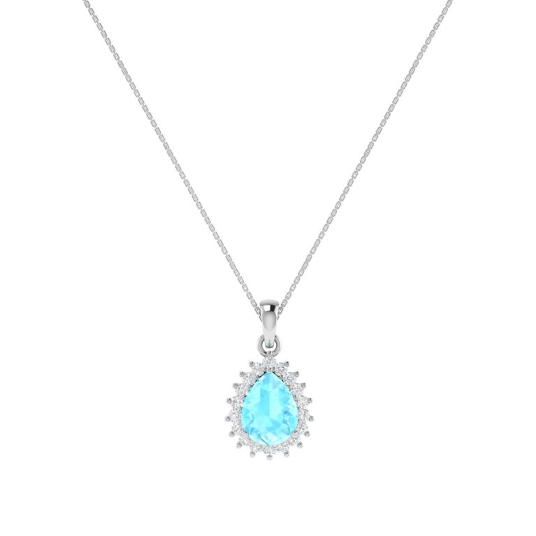 Diana Pear Aquamarine and Beaming Diamond Pendant in 18K White Gold (2.25ct)
