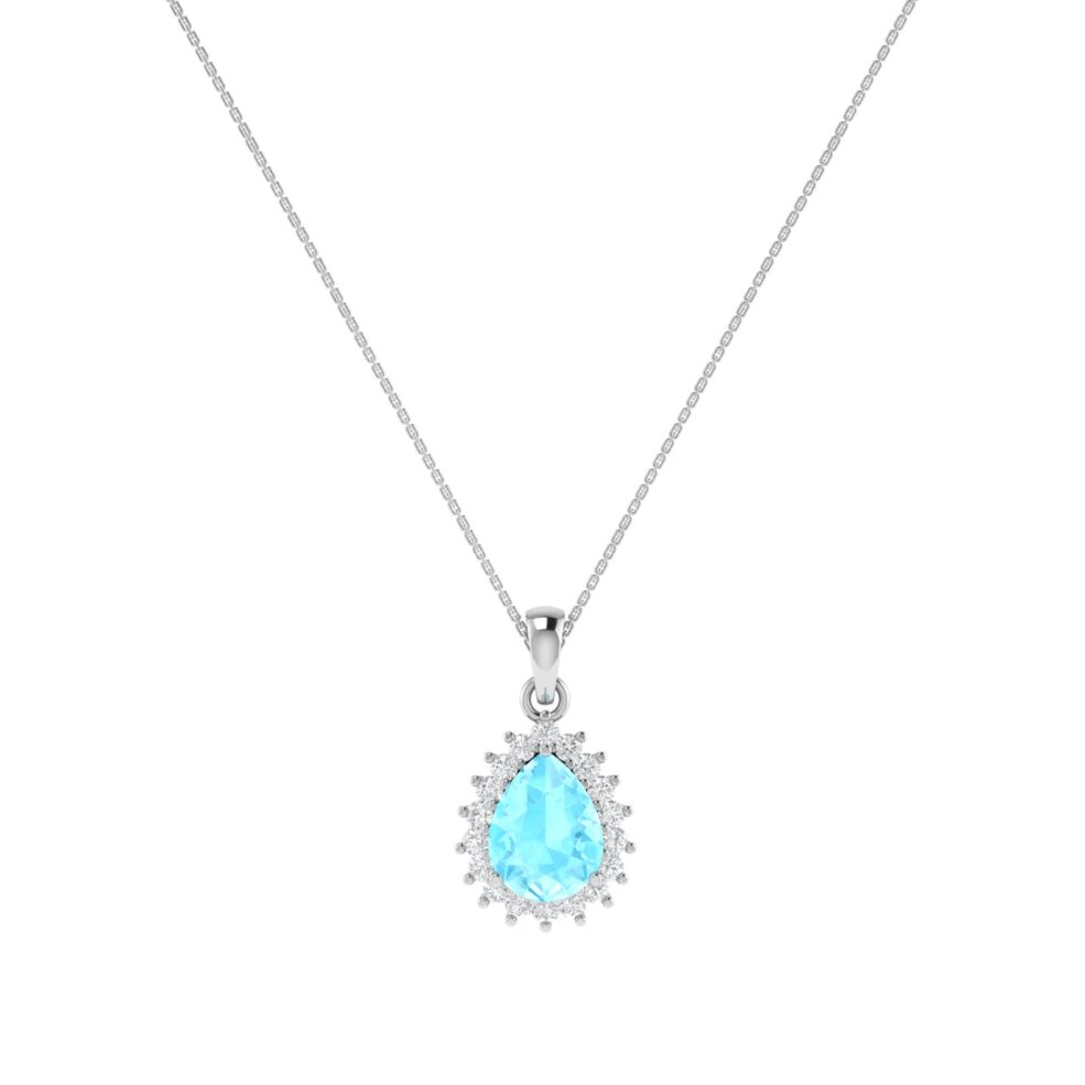 Diana Pear Aquamarine and Beaming Diamond Pendant in 18K White Gold (2.25ct)