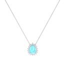 Diana Pear Aquamarine and Beaming Diamond Necklace in 18K White Gold (2.25ct)
