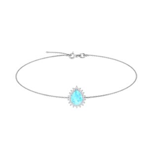 Diana Pear Aquamarine and Beaming Diamond Bracelet in 18K White Gold (2.25ct)