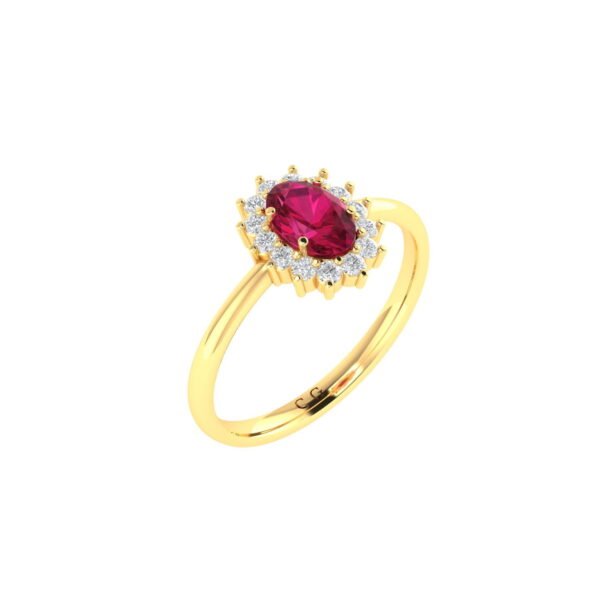 Diana Oval Ruby and Glistering Diamond Ring in 18K Gold (0.35ct)