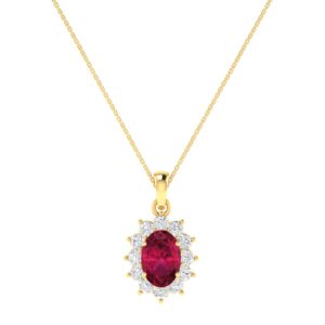 Diana Oval Ruby and Glistering Diamond Pendant in 18K Gold (0.35ct)