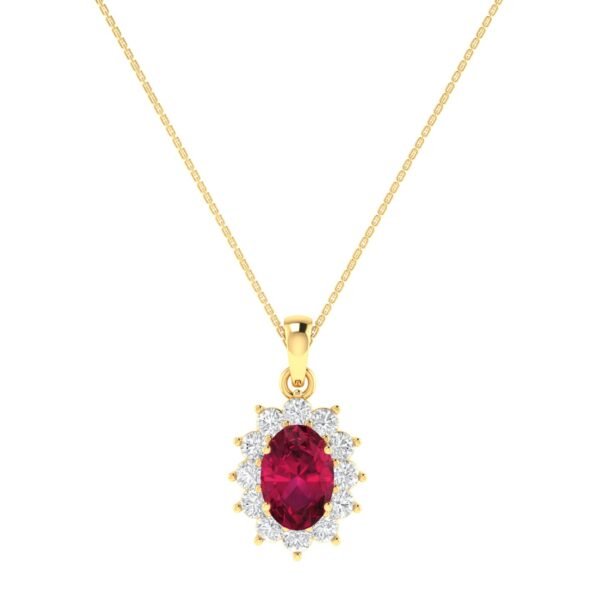 Diana Oval Ruby and Glistering Diamond Pendant in 18K Gold (0.35ct)