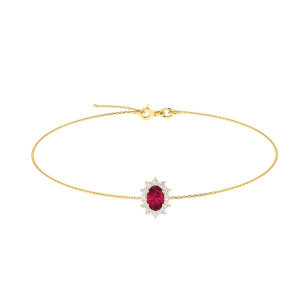 Diana Oval Ruby and Glistering Diamond Bracelet in 18K Gold (0.35ct)