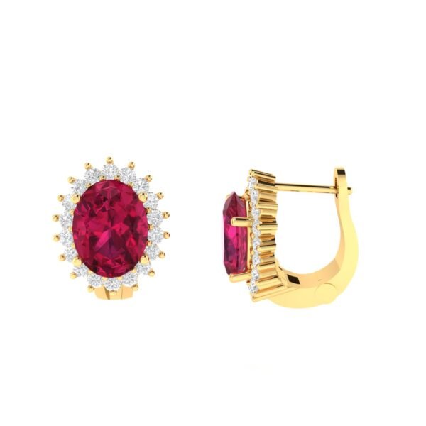 Diana Oval Ruby and Glittering Diamond Earrings in 18K Gold (2ct)