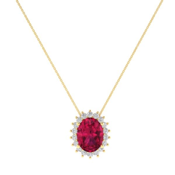 Diana Oval Ruby and Glittering Diamond Necklace in 18K Gold (1ct)