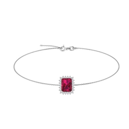 Diana Emerald-Cut Ruby and Glistering Diamond Bracelet in 18K White Gold (3.4ct)