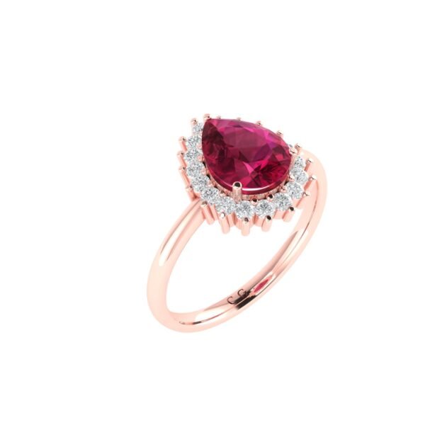 Diana Pear Ruby and Beaming Diamond Ring in 18K Rose Gold (3.15ct)