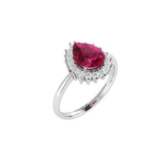 Diana Pear Ruby and Beaming Diamond Ring in 18K White Gold (3.15ct)