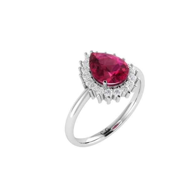 Diana Pear Ruby and Beaming Diamond Ring in 18K White Gold (3.15ct)