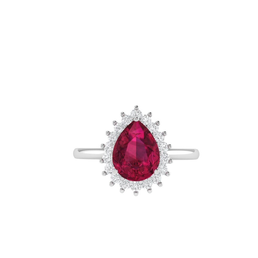 Diana Pear Ruby and Beaming Diamond Ring in 18K White Gold (3.15ct)