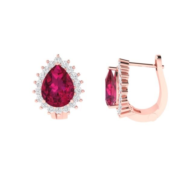 Diana Pear Ruby and Beaming Diamond Earrings in 18K Rose Gold (6.3ct)