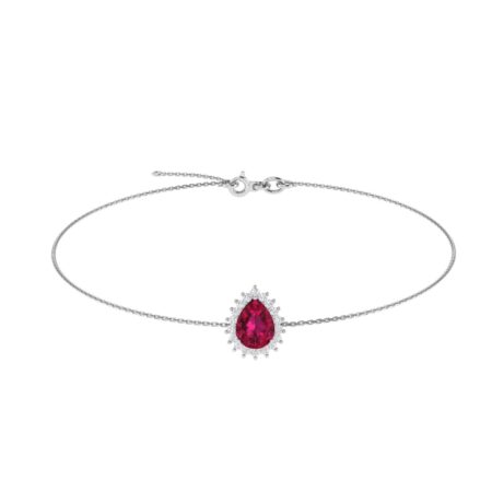 Diana Pear Ruby and Beaming Diamond Bracelet in 18K White Gold (3.15ct)