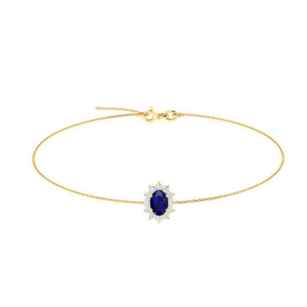 Diana Oval Blue Sapphire and Radiant Diamond Bracelet in 18K Gold (0.35ct)