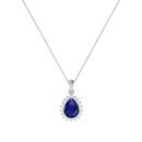 Diana Pear Blue Sapphire and Ablazing Diamond Pendant in 18K White Gold (3.15ct)
