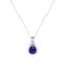 Diana Pear Blue Sapphire and Ablazing Diamond Pendant in 18K White Gold (3.15ct)