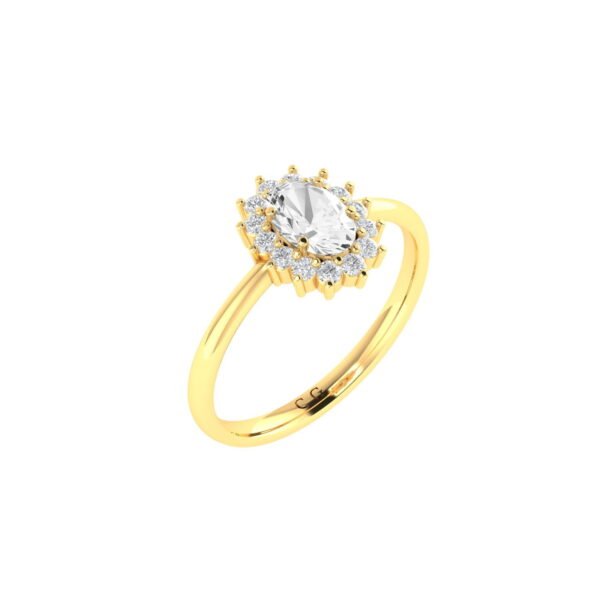 Diana Oval White Topaz and Ablazing Diamond Ring in 18K Gold Dubai UAE