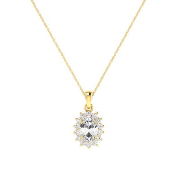 Diana Oval White Topaz and Ablazing Diamond Pendant in 18K Gold (0.27ct)