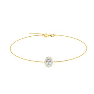 Diana Oval White Topaz and Ablazing Diamond Bracelet in 18K Gold (0.27ct)