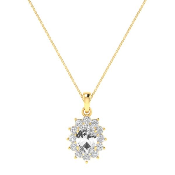Diana Oval White Topaz and Ablazing Diamond Pendant in 18K Gold (0.27ct)