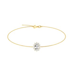 Diana Oval White Topaz and Ablazing Diamond Bracelet in 18K Gold (0.27ct)