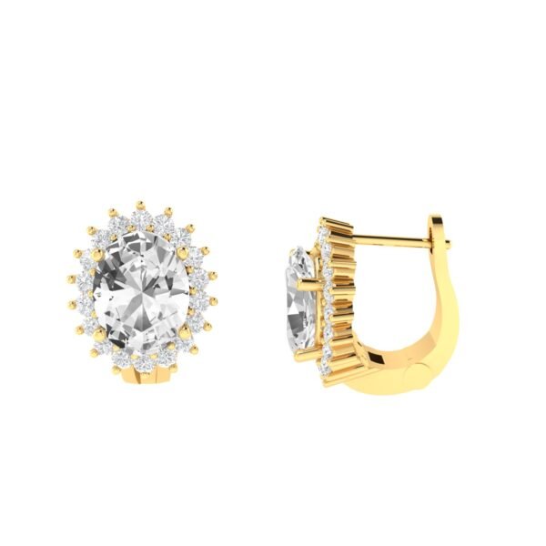 Diana Oval White Topaz and Glowing Diamond Earrings in 18K Gold (2.2ct)