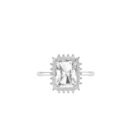 Diana Emerald-Cut White Topaz and Ablazing Diamond Ring in 18K White Gold (4ct)