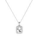Diana Emerald-Cut White Topaz and Ablazing Diamond Pendant in 18K White Gold (4ct)