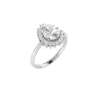 Diana Pear White Topaz and Beaming Diamond Ring in 18K White Gold (3.5ct)