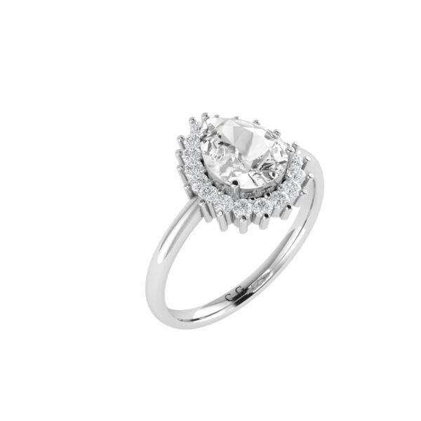 Diana Pear White Topaz and Beaming Diamond Ring in 18K White Gold (3.5ct)