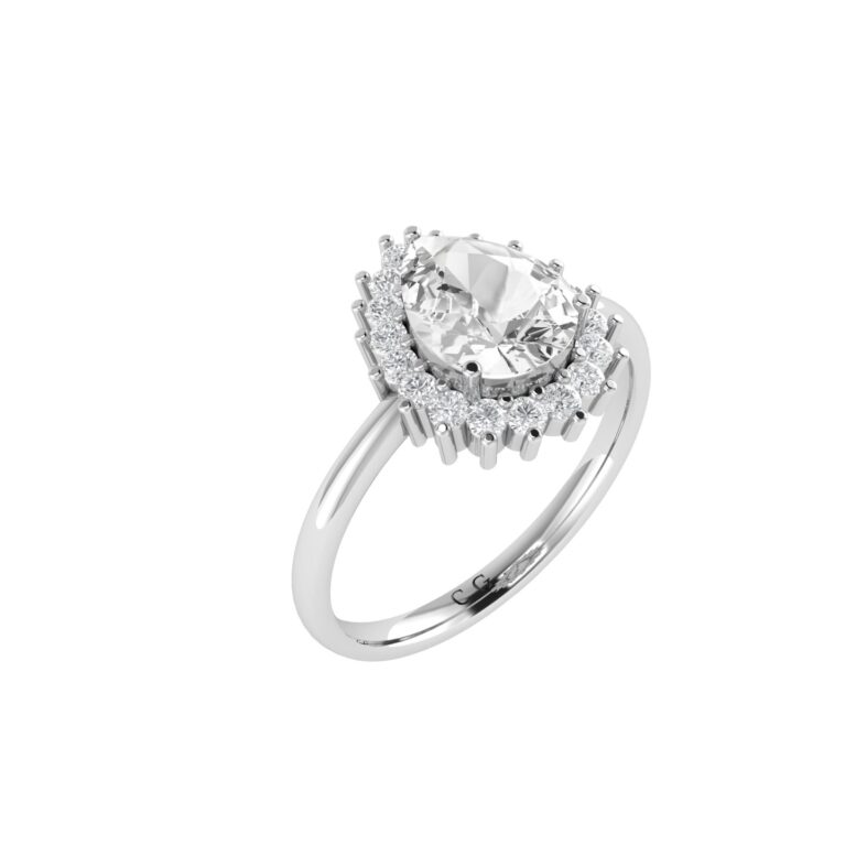 Diana Pear White Topaz and Beaming Diamond Ring in 18K White Gold (3.5ct)