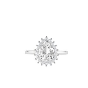 Diana Pear White Topaz and Beaming Diamond Ring in 18K White Gold (3.5ct)