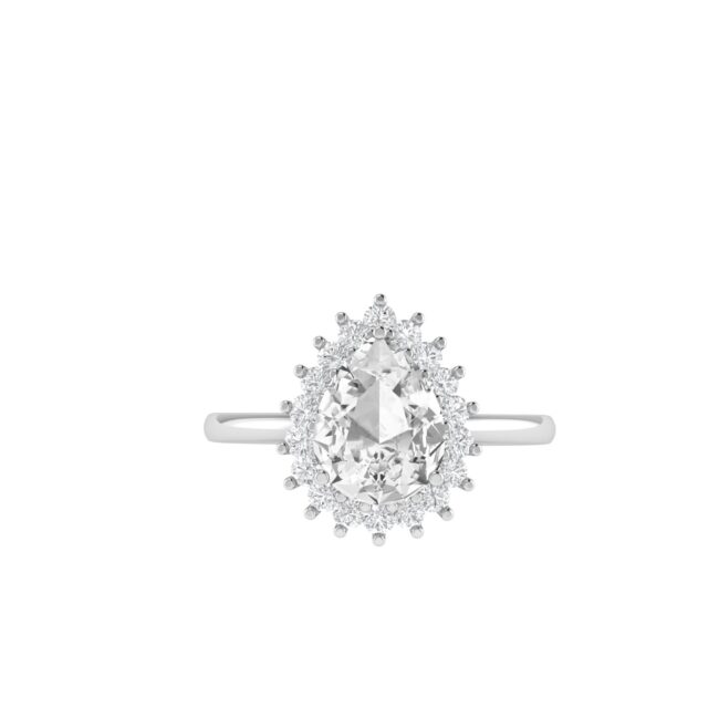 Diana Pear White Topaz and Beaming Diamond Ring in 18K White Gold (3.5ct)