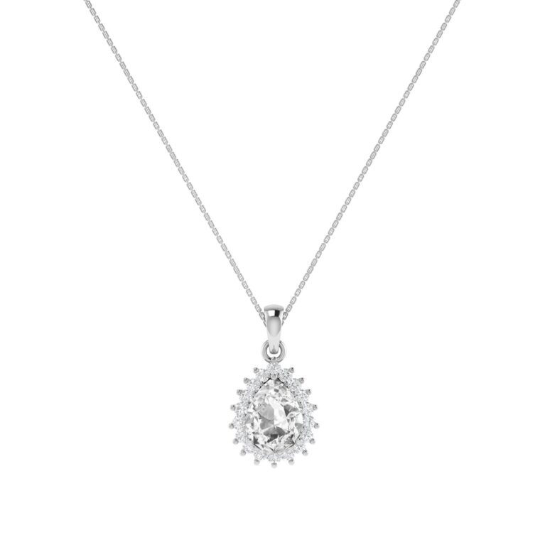 Diana Pear White Topaz and Beaming Diamond Pendant in 18K White Gold (3.5ct)