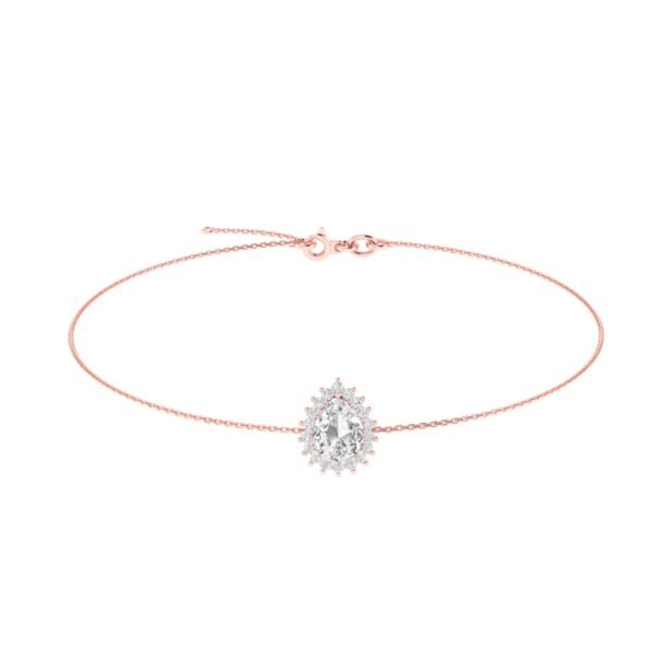 Diana Pear White Topaz and Beaming Diamond Bracelet in 18K Rose Gold (3.5ct)