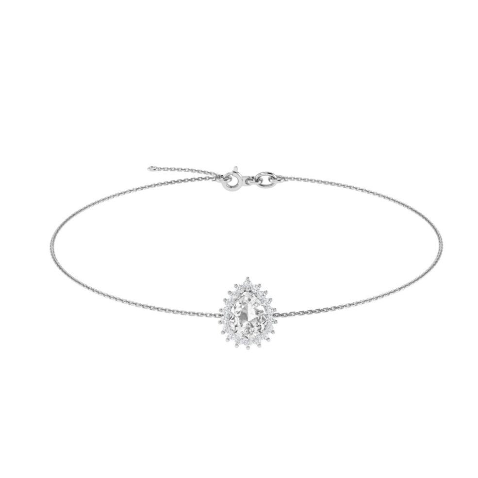 Diana Pear White Topaz and Beaming Diamond Bracelet in 18K White Gold (3.5ct)