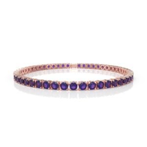 12.54 Carat Natural Diamond Amethyst Tennis Bracelet in 18K Gold – 4.5MM Luxury Bracelet Dubai UAE