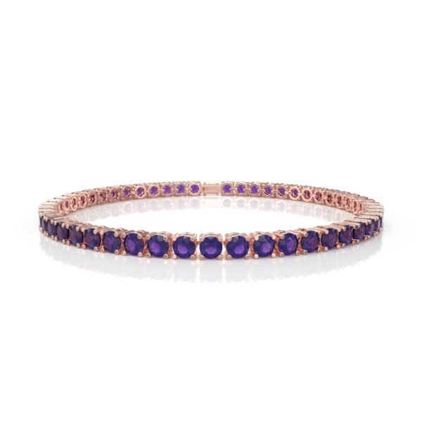 12.54 Carat Natural Diamond Amethyst Tennis Bracelet in 18K Gold – 4.5MM Luxury Bracelet Dubai UAE