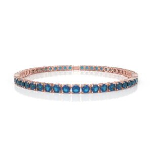 12.54 Carat Natural Diamond Blue Topaz Tennis Bracelet in 18K Gold – 4.5MM Luxury Bracelet Dubai UAE
