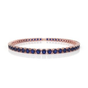 12.54 ct 18K Gold Natural Diamond Blue Sapphire Tennis Bracelet (18cm) – 4.5MM Round Cut Luxury Sapphire Bracelet Dubai UAE