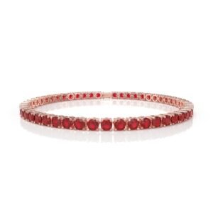 12.54 ct 18K Gold Natural Diamond Ruby Tennis Bracelet (18cm) – 4.5MM Round Cut Red Gemstone Luxury Bracelet Dubai UAE