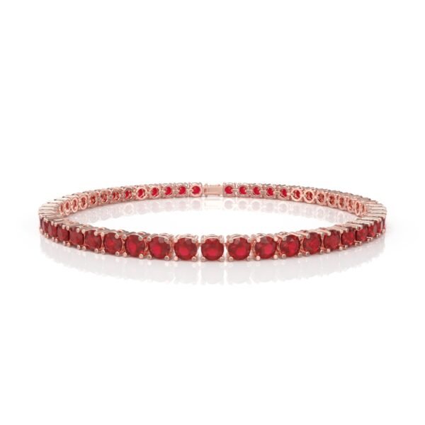 18K Gold Natural Ruby Tennis Bracelet (4.5 MM) - Image 3