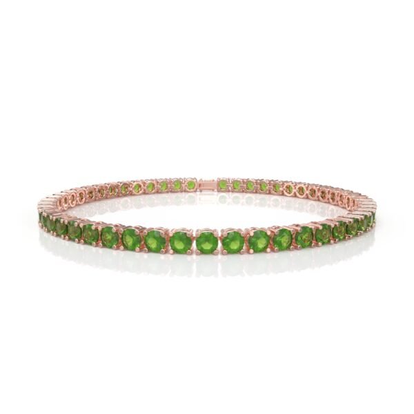 18K Gold Natural Peridot Tennis Bracelet (4.5 MM) - Image 3